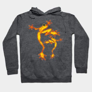 Orange Festive Dancing Tree Frogs Hoodie